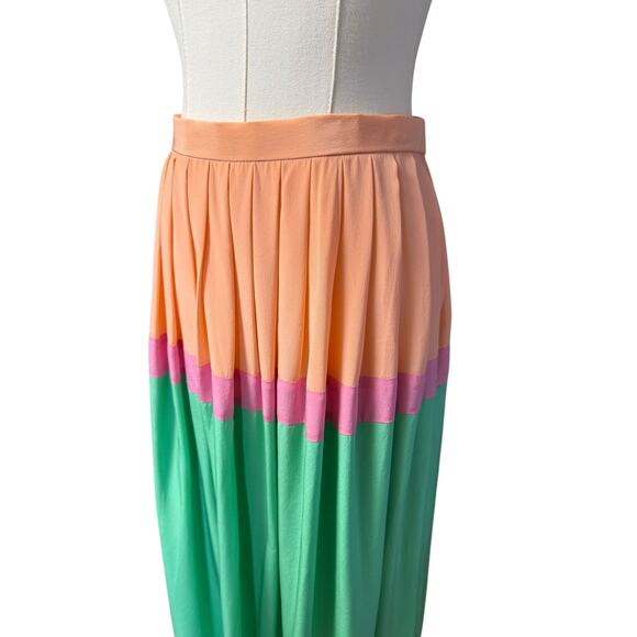 Oscar de la Renta Miss O 1970 Vintage 100% Silk Skirt Size 8 Block Color - Picture 6 of 8